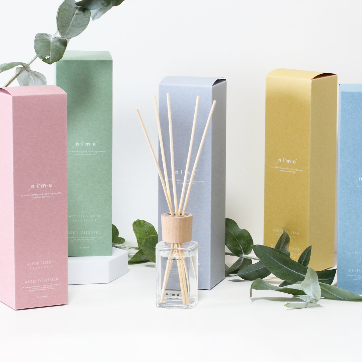 nimu 天然精油ブレンド リードディフューザー 90ml｜ルームフレグランス・室内用芳香剤