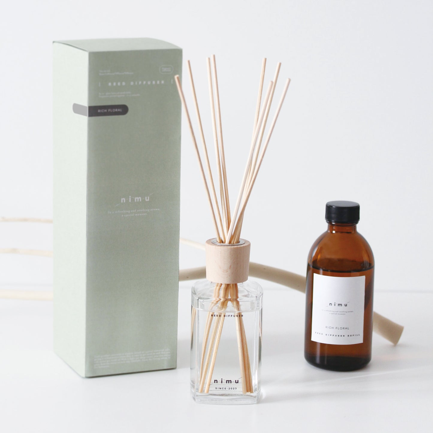 nimu 天然精油ブレンド リードディフューザー 詰め替え用オイル 180ml｜ルームフレグランス レフィル