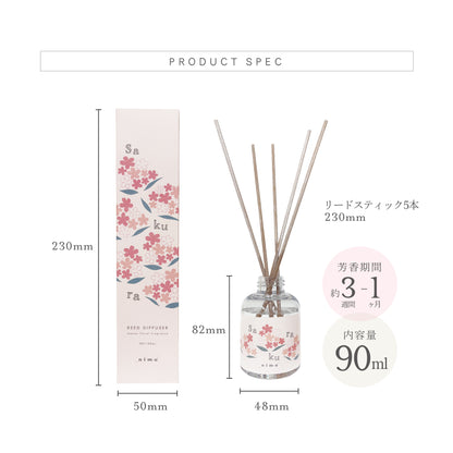 《春の季節限定商品》リードディフューザー 90ml｜ルームフレグランス（桜・ミモザ・桃花)nimu