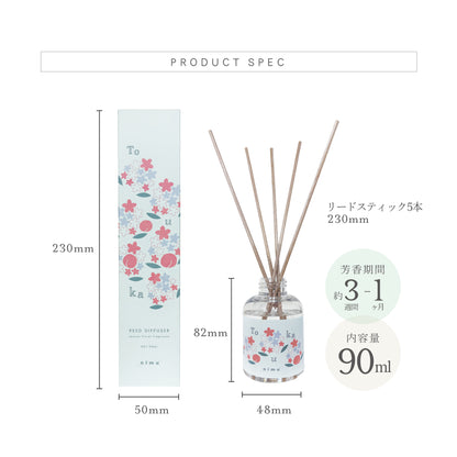 《春の季節限定商品》リードディフューザー 90ml｜ルームフレグランス（桜・ミモザ・桃花)nimu