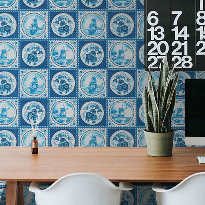 【Linden】ハレルヤシール壁紙 《カントリーブルー》DIY 壁紙 リメイク