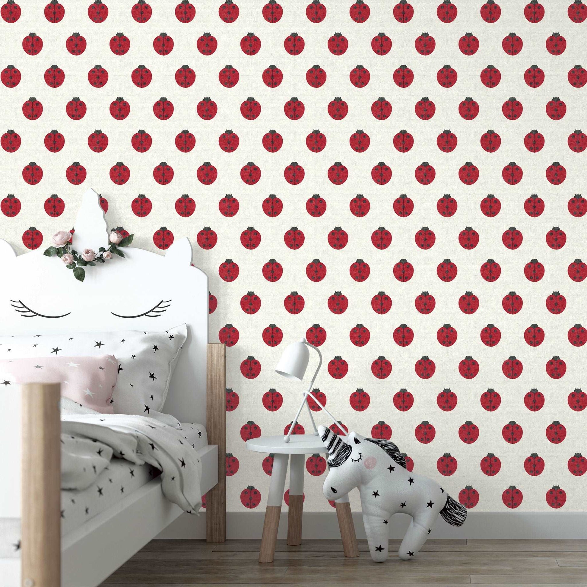 【Linden】ハレルヤシール壁紙 《てんとうむし あか》DIY 壁紙 リメイク