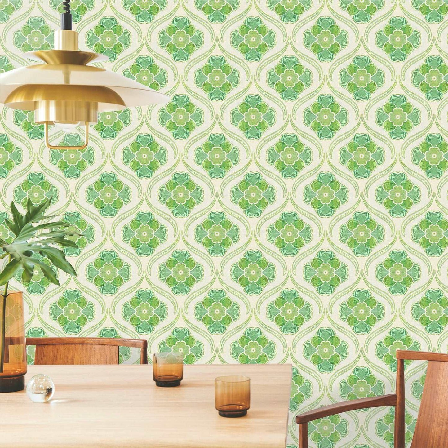 【Linden】ハレルヤシール壁紙 《グリーンアラベスク》DIY 壁紙 リメイク